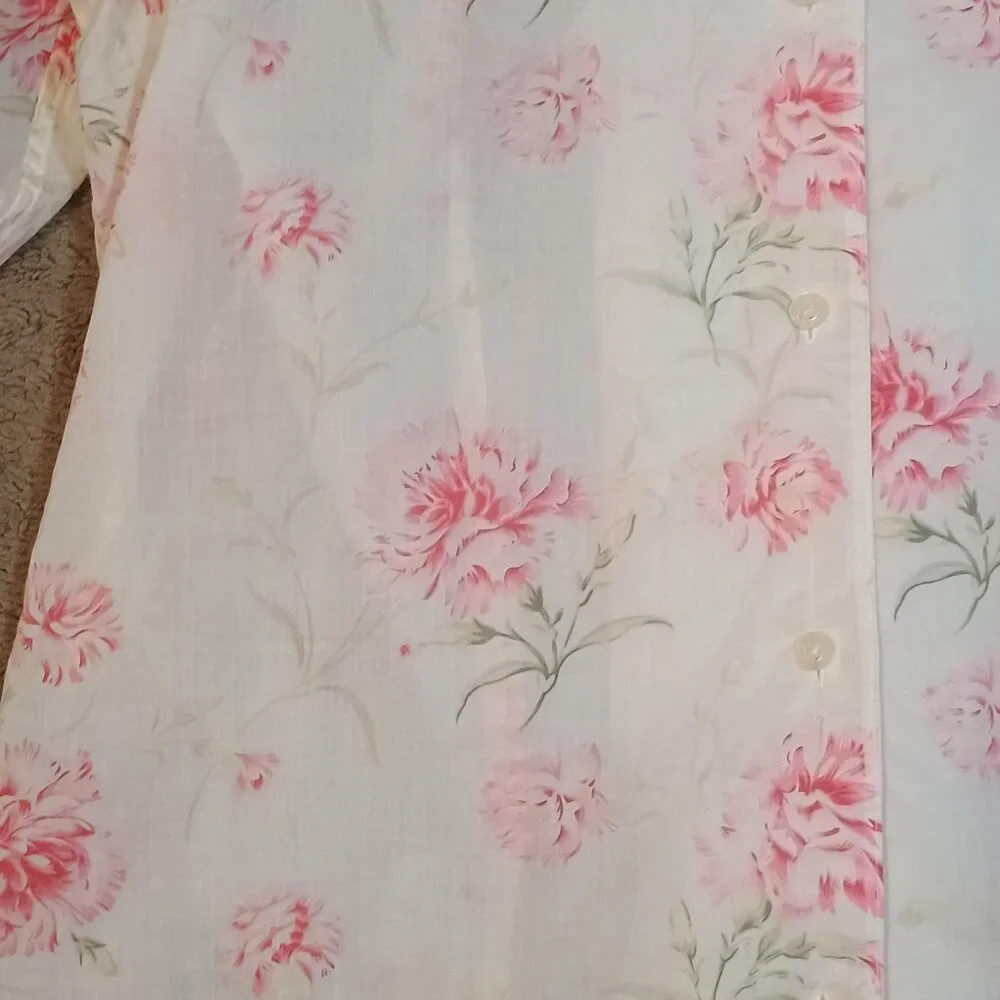 Lauren Ralph Lauren/Button Down Blouse/Womens M/Pink Floral/Classic Prep Feminin - Picture 4 of 8